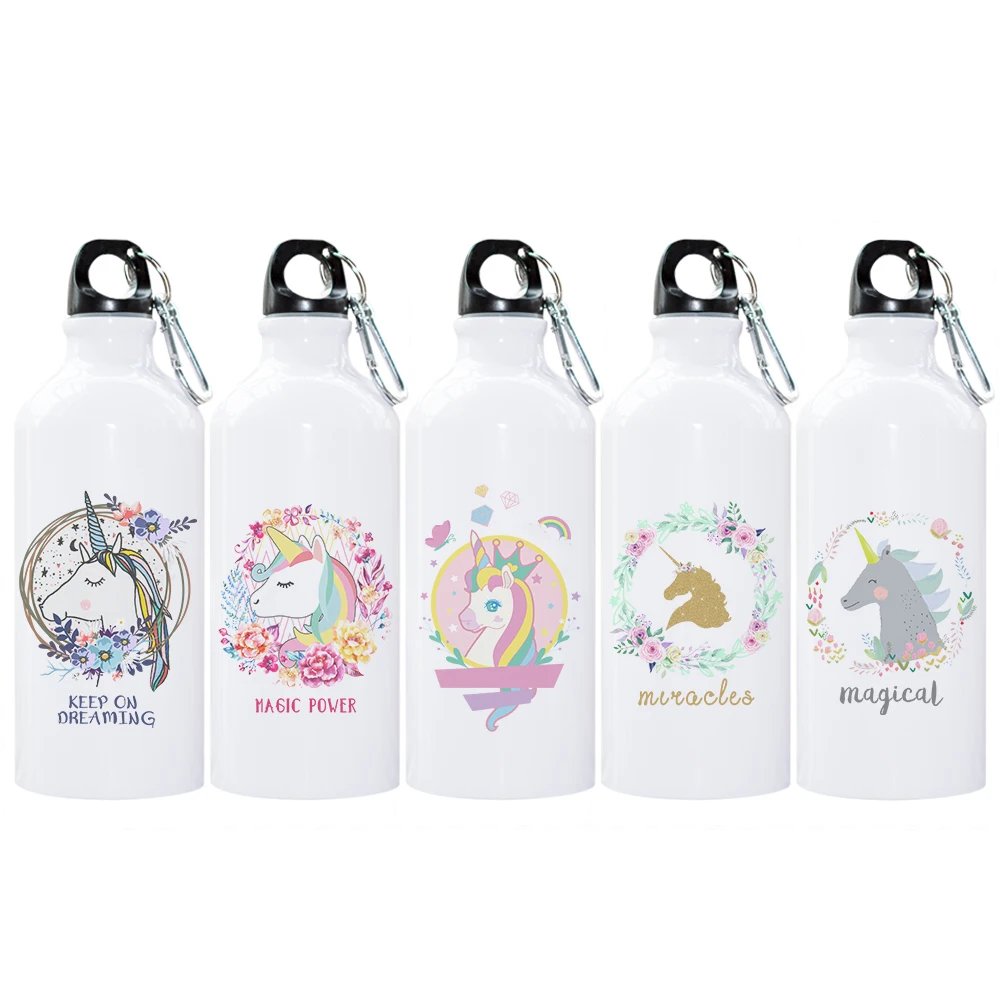 

Children Gift Outdoor Sport Bottle 600ml Aluminum Unicorn Printing Designed Carton Water Bottle with Fashionable Drawing