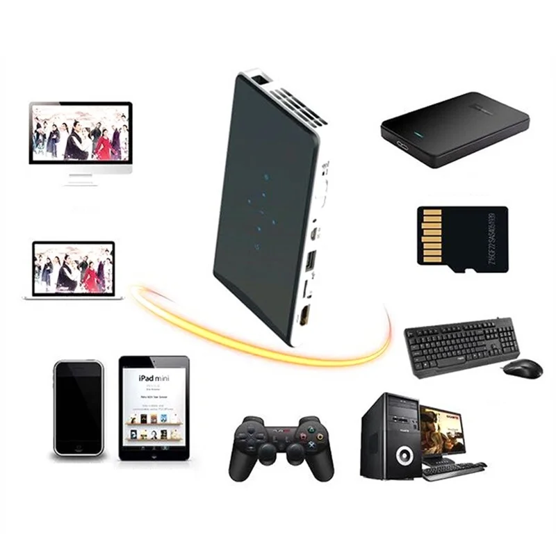 WIFI 2000MAh Battery mini LED Projector 3000Lumen Android 3D Bluetooth DLP Portable Projector Home Theater 1080P USB SD Touch