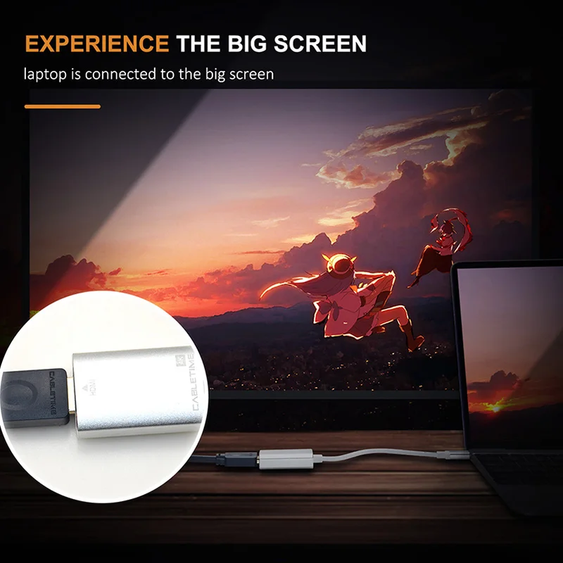Кабель переходник CABLETIME с USB C HDMI на 4K * 2K конвертер для MacBook Samsung Galaxy S9S8 Note 9 Huawei Тип