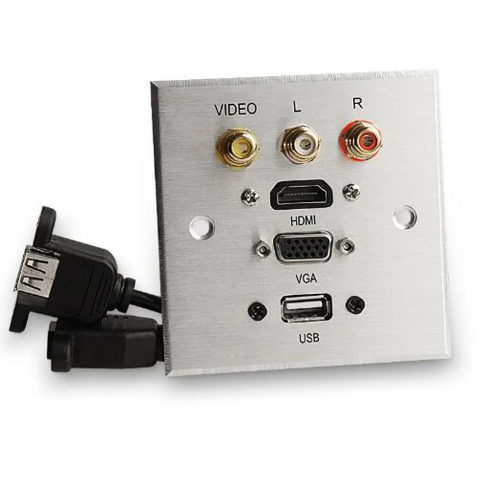 Multiple RCA Wall Socket with HDMI VGA USB ,high quality aluminum alloy for hotel meeting use free shipping Multiple RCA Wall Socket with HDMI VGA USB ,high quality aluminum alloy for hotel meeting use free shipping