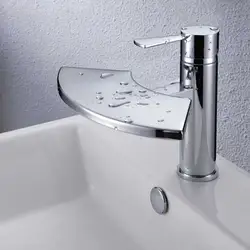 Современный сектор Дизайн Одной ручкой Водопад Ванная комната раковина кран (хромированная отделка)