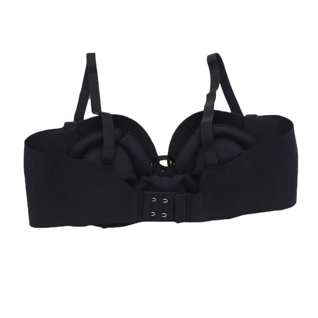 

New Fashion Women Inflatable Bra Pull Rope Deep V Sexy Back Underwear Nu Wire Free Suitable Casual Bra
