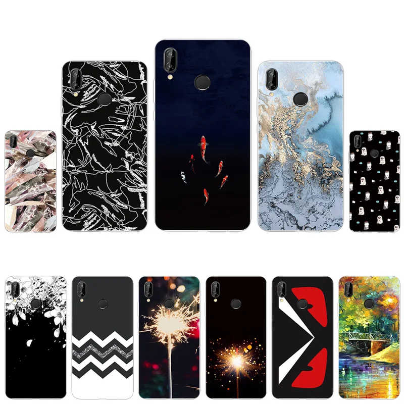 

5.84" for Huawei P20 Lite Customize Cases Soft Silicon Fundas for Huawei Nova 3e Fitted Dark Phone Case for Huawei P20Lite
