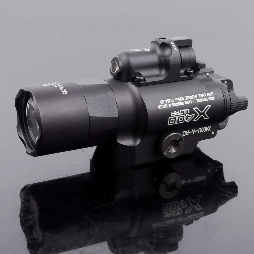 Лучший SF X400U ультра светодиодный фонарик Тактический свет оружие фонарь для ружья с красным лазерным прицел для пистолета для охоты