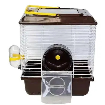 Portable Heighten Single Layer Pet Syrian Hamster Cage with Cover Running Wheel Bowl for Small Habitat Guinea Pigs Mice Habitat 2