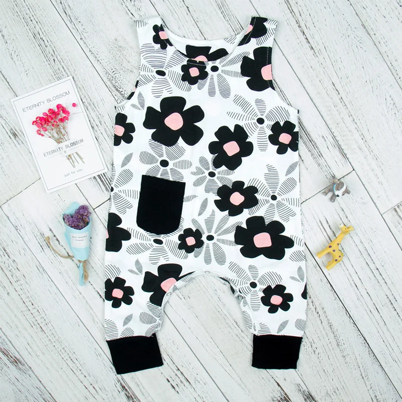 Baby Rompers Tiny Cottons Newborn Boys Romper Girls Clothes Floral Print Summer Clothing 2018 Sleeveless Jumpsuit |