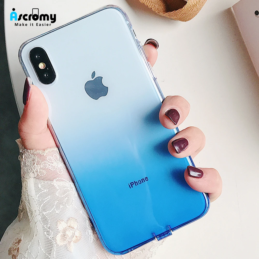 

Ascromy Soft Silicone TPU For iPhone XS Max X Case Coque Ultra Thin Clear Gradient Color Cover For iPhone 6 6S 7 8 Plus Fundas
