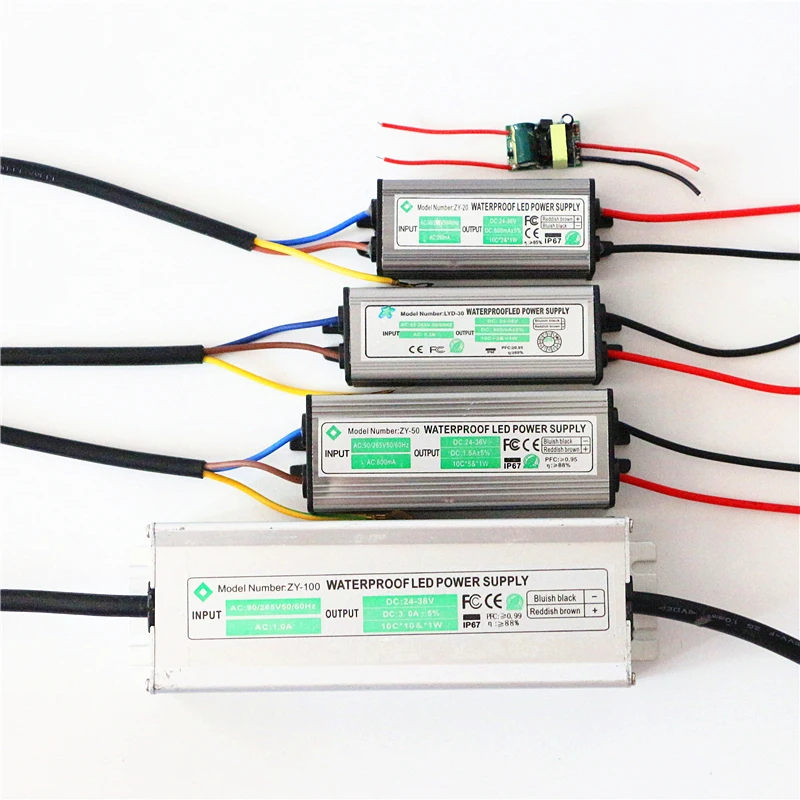 

AC 85-265V to DC 9-12V / 24-38V IP67 Waterproof LED Lamp Chip Driver 10W 20W 30W 50W 100W Integrated COB LED Strip Power Supply