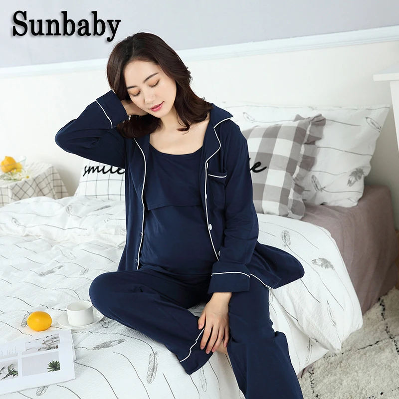 Sunbaby New Spring Casual Fashion Long Sleeve maternity nightwear