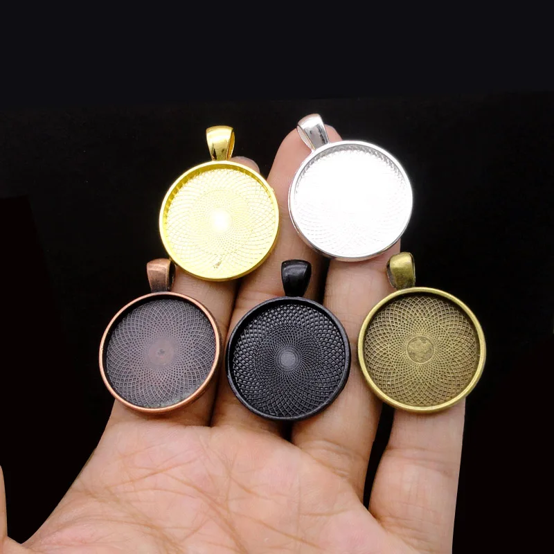 

6pcs--Silver / Bronze / Gold / Copper / Black Round Cameo Cabochon Base Setting Charms, inner 25mm