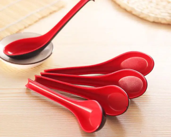 5 шт./лот имитация фарфора посуда имитация фарфоровая ложка красные и черные ложки для супа кухонные инструменты GYH