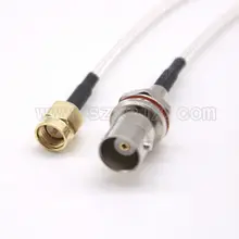 Радиочастотный коаксиальный кабель BNC Женский к SMA мужской переборка с уплотнительным кольцом RG316 белый кабель 20 см