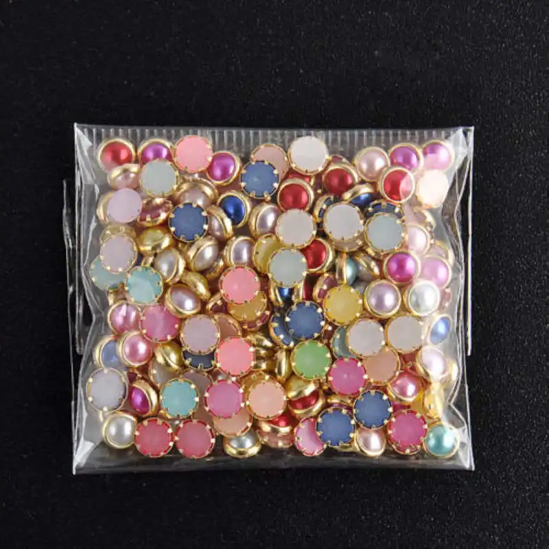 200Pcs 4mm Acrylic Half Round Pearls Bead Nail Art DIY Decor Glitter Rhinestone Decoration
