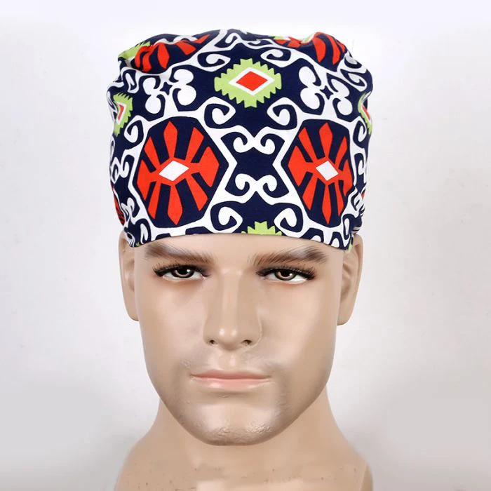 

Classic Pattern Print Design 100% Cotton Hospital Surgical Caps Doctors Nurses Cap Dental Clinic Workwear Caps Medical Caps Hat
