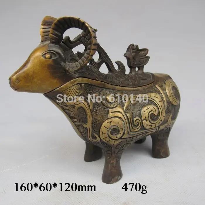 

China hand made bronze sheep statue Incense Burner