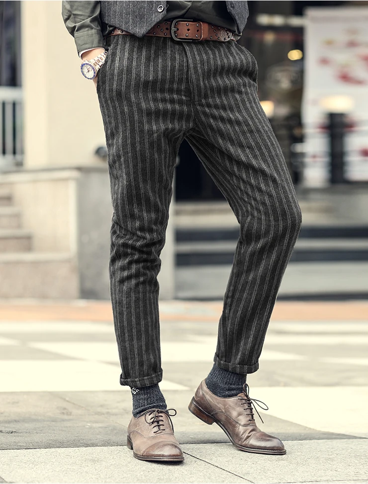 Для Мужчин's брюки для девочек мужчин зимние Утепленные 98% хлопок высокое качество стрейч ткань коммерческих повседневные мужские брюки