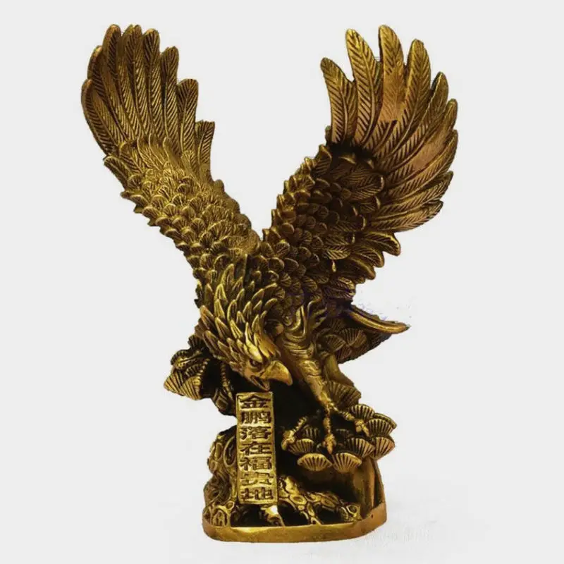 

8"Chinese Brass Copper spread the wings Hawk Eagle Bird Figures Statue