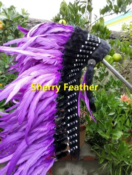 

28inch purple Feather headdress headpiece headband halloween party costume supply