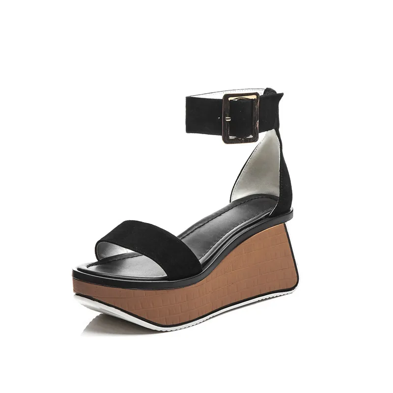 MORAZORA/ г., новые модные женские сандалии-гладиаторы замшевая обувь повседневная обувь в стиле панк с пряжкой женская обувь на танкетке