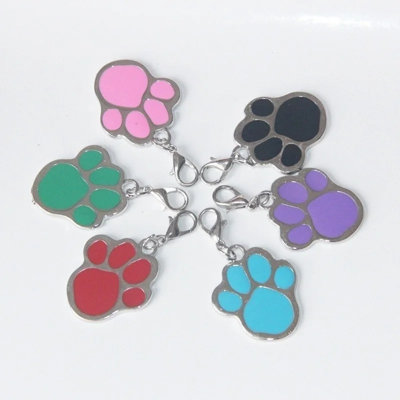 

1 PC High Quality Dog Paw Style Dog Name Necklace Tag Pets Identity Card Personalized Fashion Key Chain For Pets Accessories