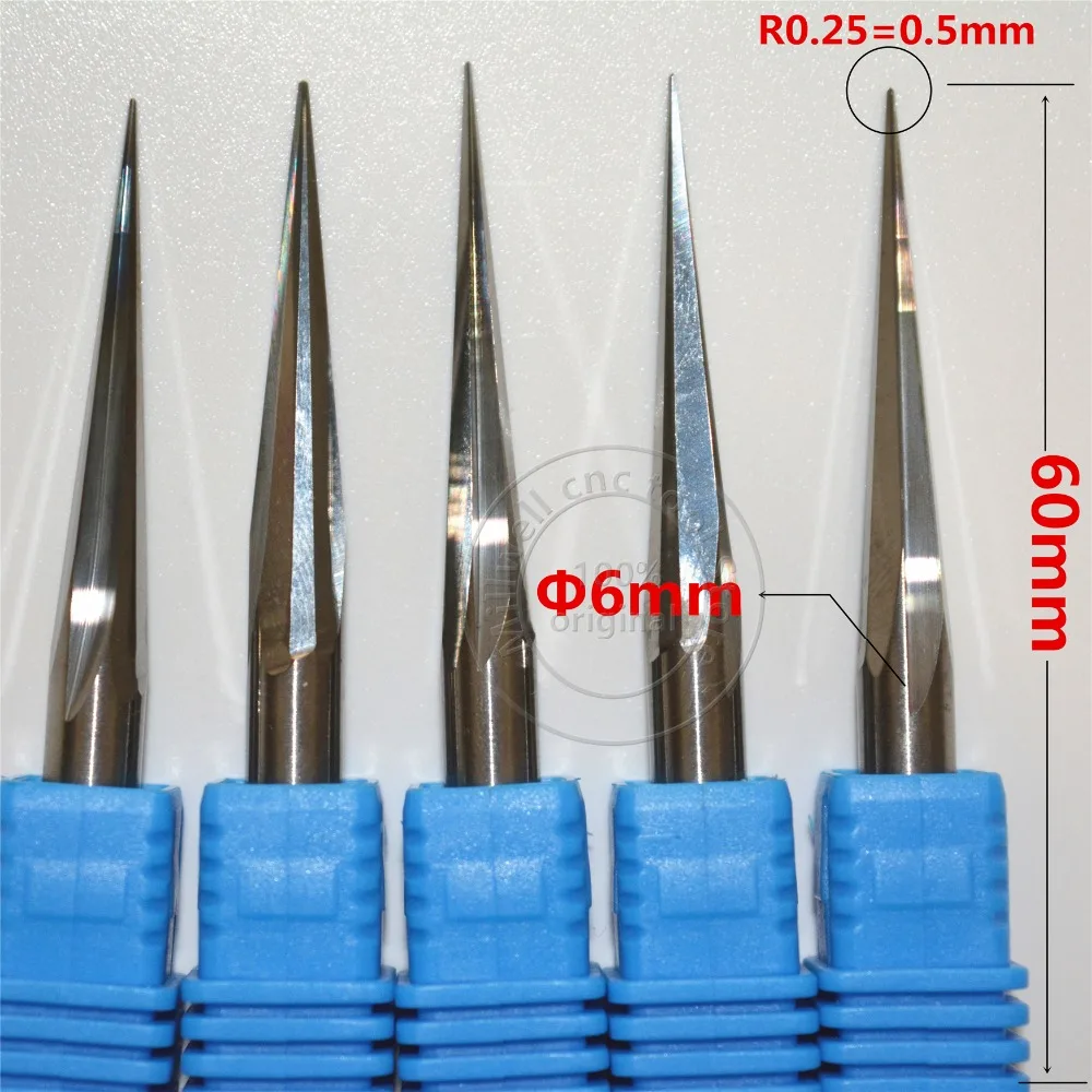 

5 PCS 6mm*10degree*R0.25*60L,CNC carbide wood End Mill,woodworking insert router bit,Taper ball nose end milling cutter