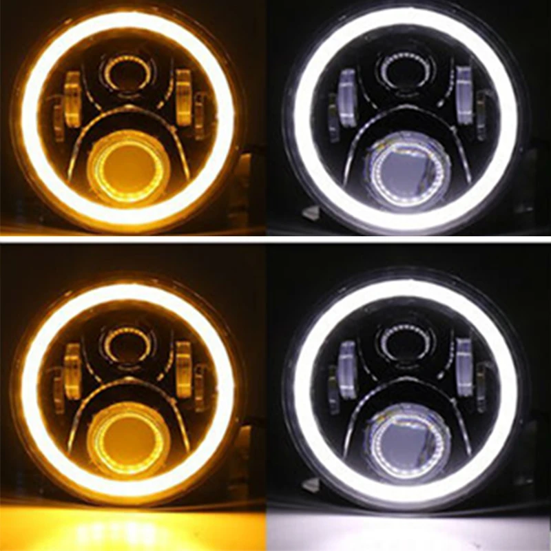 Halo Ring Light Set DOT Approved Motorcycle 7 Inch LED Headlight+ 2x 4-1/2" Fog Light Passing Lamps for Motorcycle