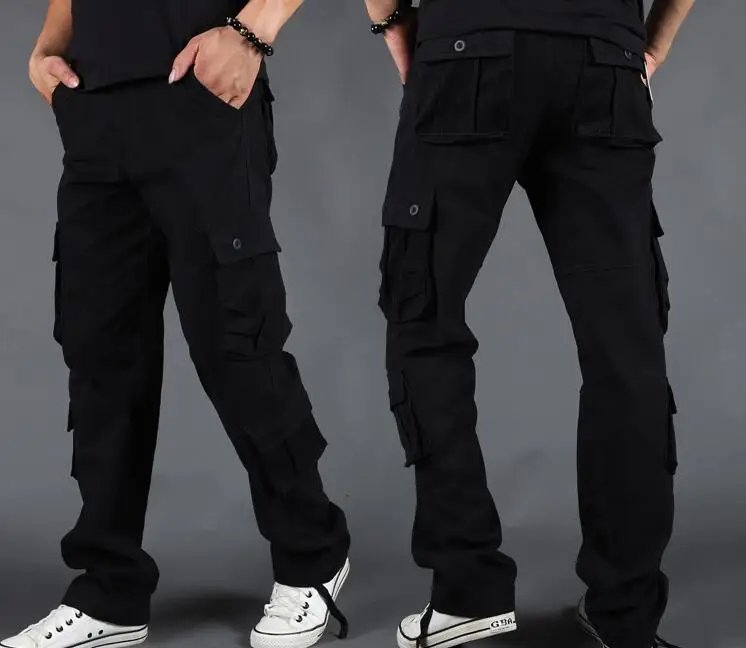 Мужские брюки карго, мужские повседневные штаны с несколькими карманами, мужская верхняя одежда, армейские прямые брюки, длинные брюки, большие размеры, брюки карго