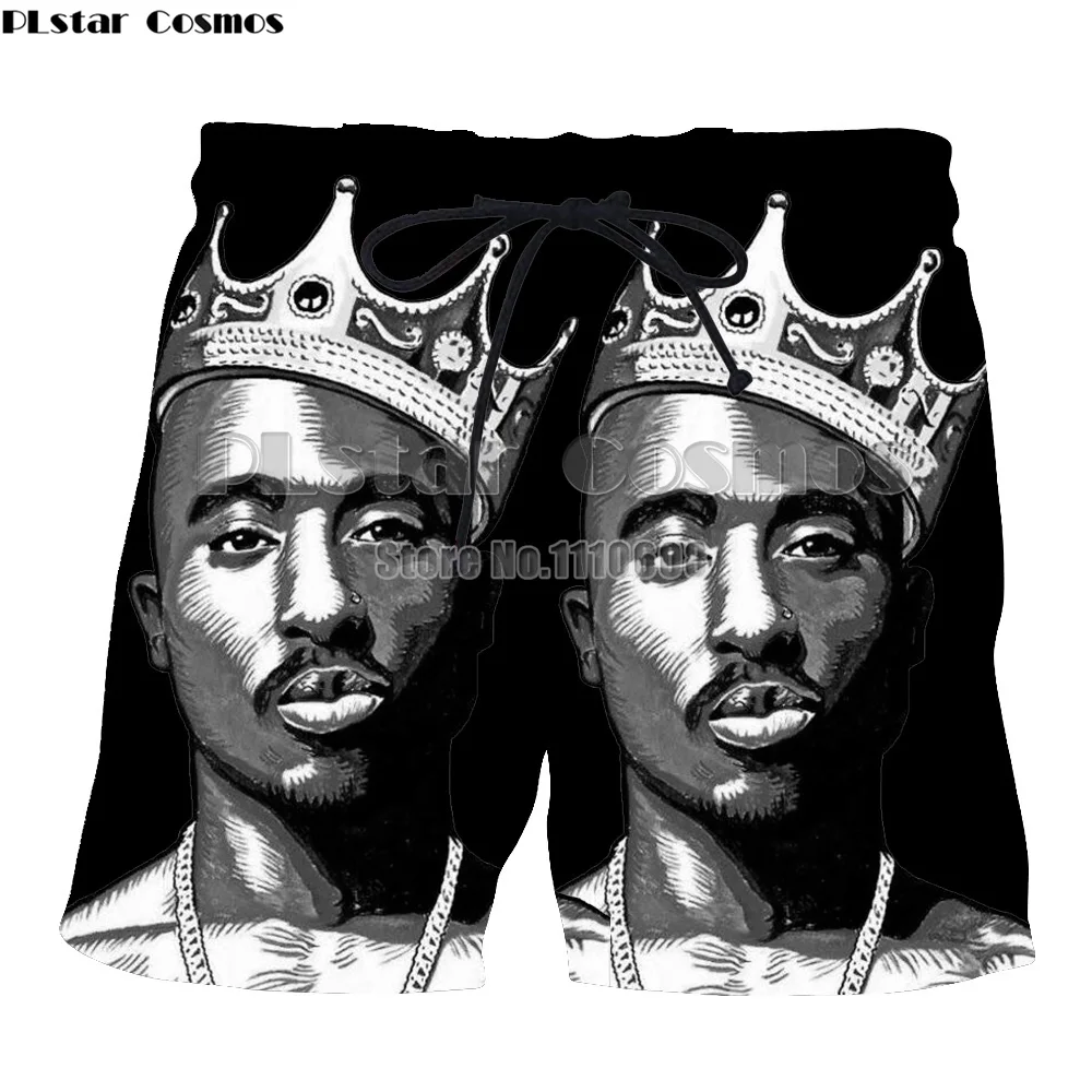 PLstar Cosmos Hip Hop shorts men women 3d print Rap singer 2PAC Tupac 3d shorts breathable short pants summer