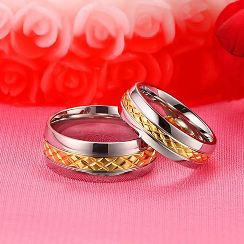 Fashion Lead & Nickel Free Stainless Steel Couple Rings Set Jewelry Ring for Men Women Engagement Wedding Ring VR313
