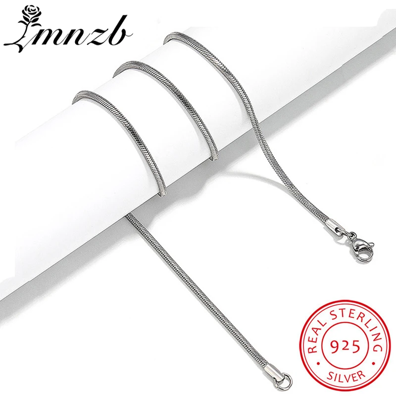 

LMNZB Original 925 Solid Silver Statement Necklaces for Women Men 3mm Wide Snake Clavicle Chain Necklace 16inch-24inch LN192