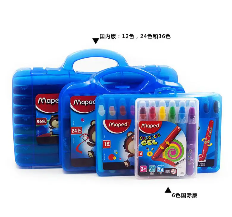 

Maped Colorful Silky Crayons 6/12/24/36 Colors Set water-soluble rotating oil painting stick child paint brush plastic Case