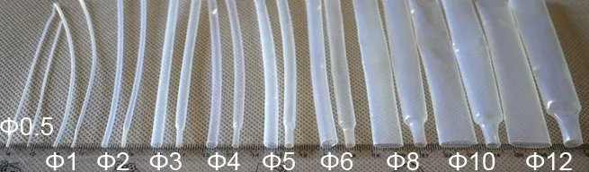 1 ~ 10 ملليمتر ptfe 1.7: 1 تفلون عزل الحرارة يتقلص شفاف واضح ارتفاع درجة 600 فولت بنفايات و سوني 1/3/5 متر