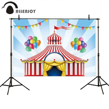 

Allenjoy photography backdrop Festive colored circus tent flag balloons prop fabric photography backdrop photocall photobooth
