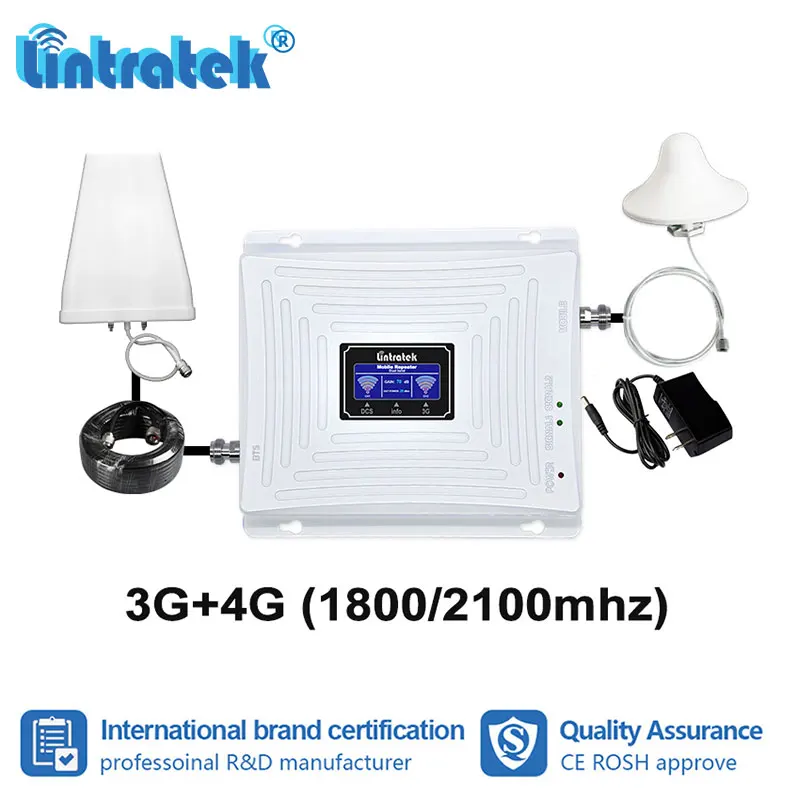 

Lintratek NEW 70dB Gain 3G 2100mhz 4G 1800mhz Signal Booster WCDMA DCS LTE 2100 1800 Signal Repeater Amplifier Antenna Set #6+2