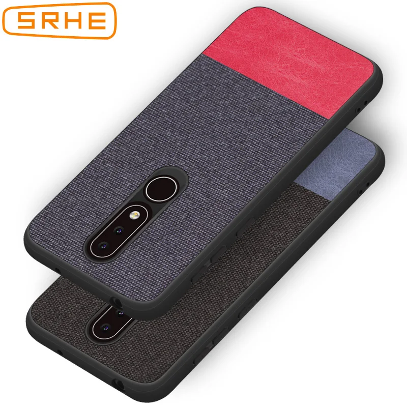

SRHE For Nokia X6 2018 Case Cover For Nokia 6.1 Plus Vintage Cloth Fabric Soft Silicone Full Back Cover For Nokia X6 TA-1099