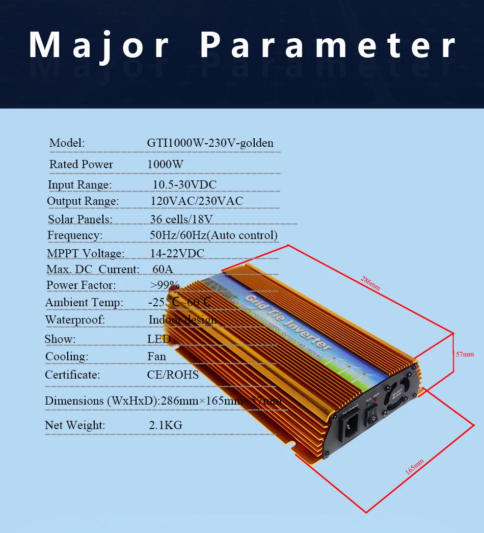 MAYLAR@ 10,5-30VDC 1000 Вт Солнечный Grid-Tie инвертор с MPPT PV на сетке инвертор, выход 90-260V.50hz/60hz