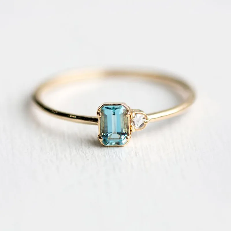 

New Jewelry Square Zircon Ring Temperament Female Handmade Ring