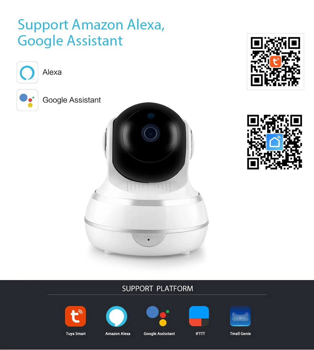 1080P HD Tuya Smart Life Alexa беспроводная IP камера двухсторонняя аудио панорамирование цифровой зум безопасность Смарт WiFi камера