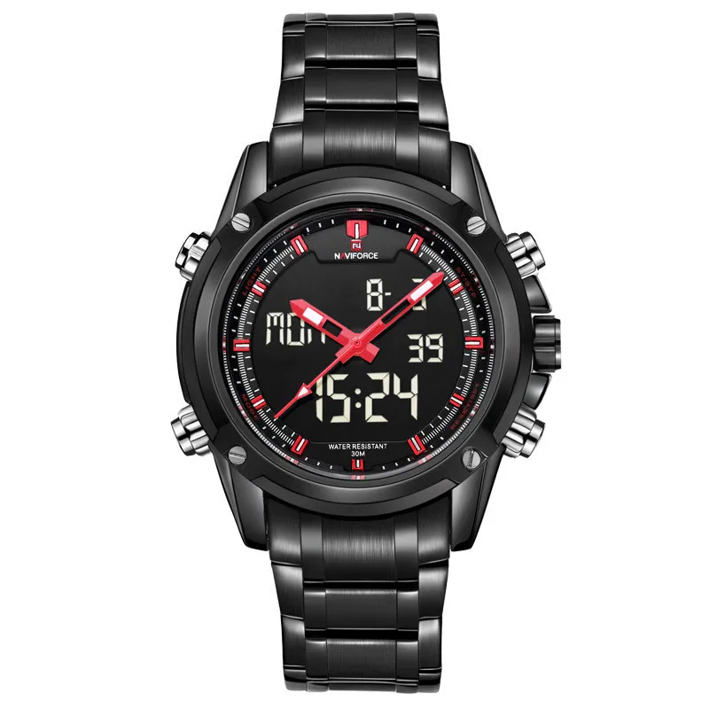 Billige Marke NAVIFORCE Uhren männer luxus Voller Stahl Quarz Uhr LED Digital Uhr Armee Militär Sport armbanduhr relogio masculino
