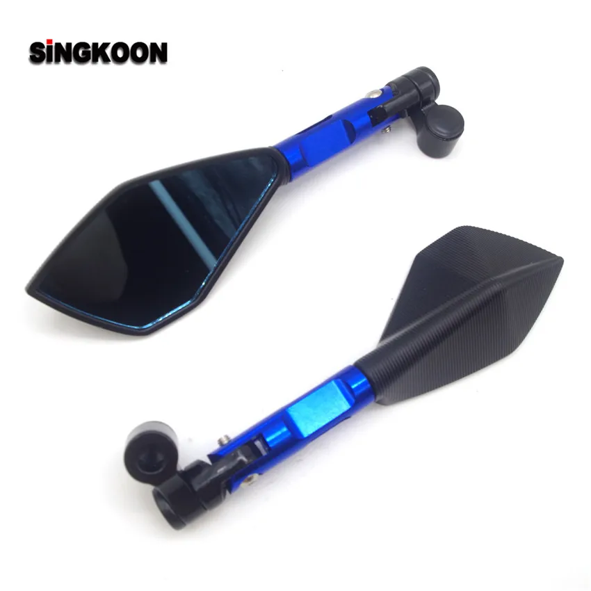 

8 10mm universal cnc motorcycle mirrors Blue Lens Rearview Side Mirror FOR xmax 125 xt660 benelli tnt triumph speed triple