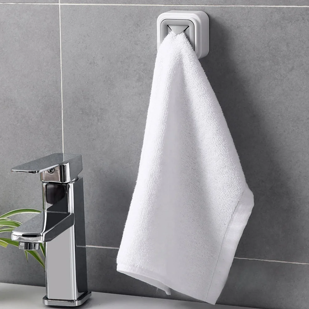 

Home Rack Saving Space Wall Mount Self Adhesive Anti-slip Towel Holder Kitchen Dry Storage Hotel Wash Cloth Clip Bathroom