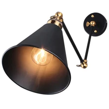 Ретро Промышленный Эдисон простой античный настенный светильник с металлическим зонтиком-черный