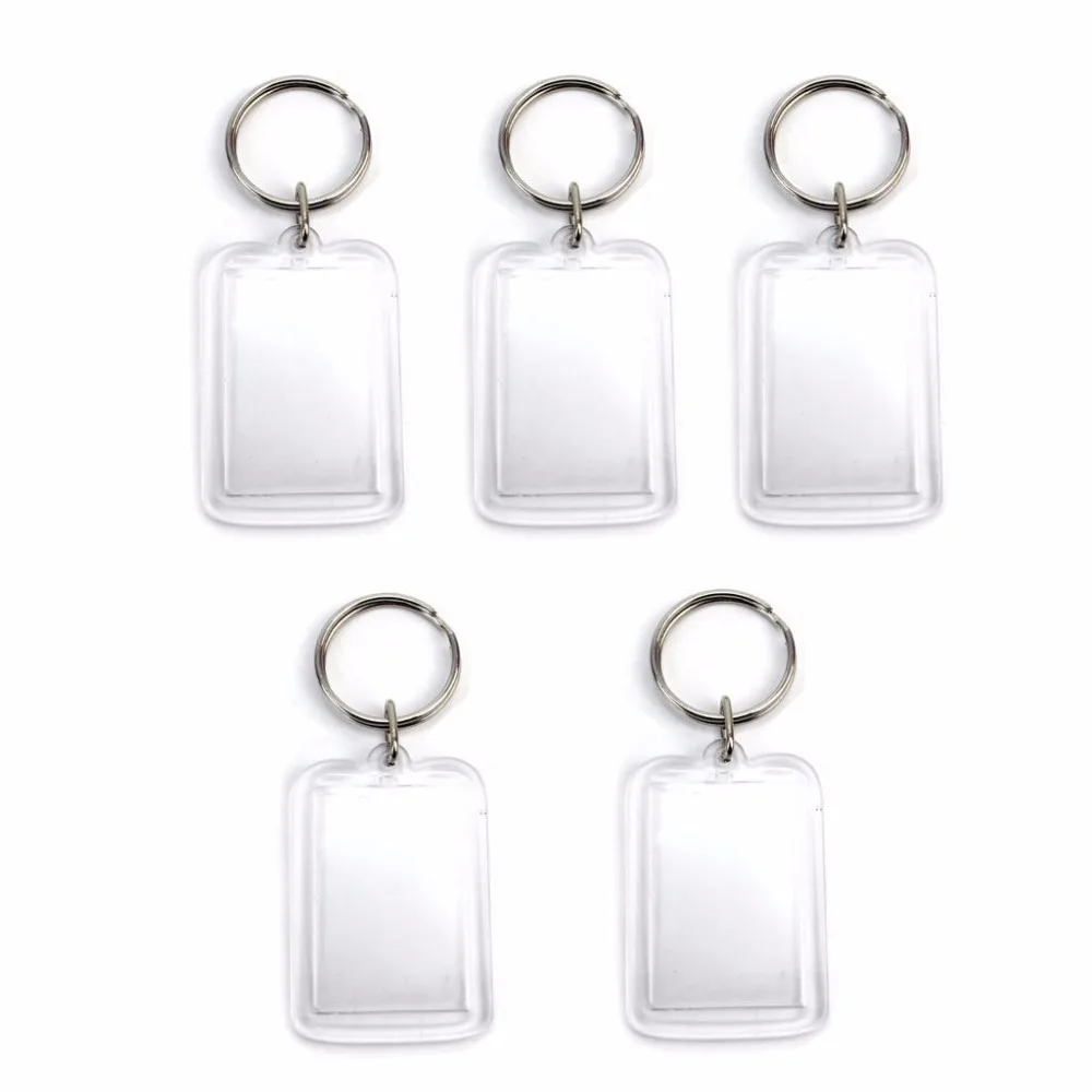 

5pcs/Set Transparent Blank Acrylic Key Chain Photo Picture Frame Keyring Keychain Key Holder Rectangle Photo Frame Key Ring