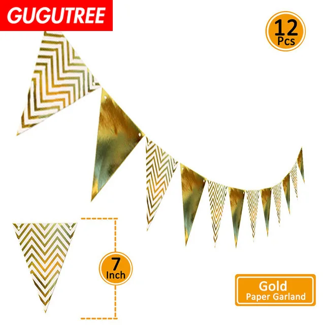 

GUGUTREE PARTY 12pcs red pink blue gold yellow 7inch banners wedding event christmas halloween festival birthday party PD-163