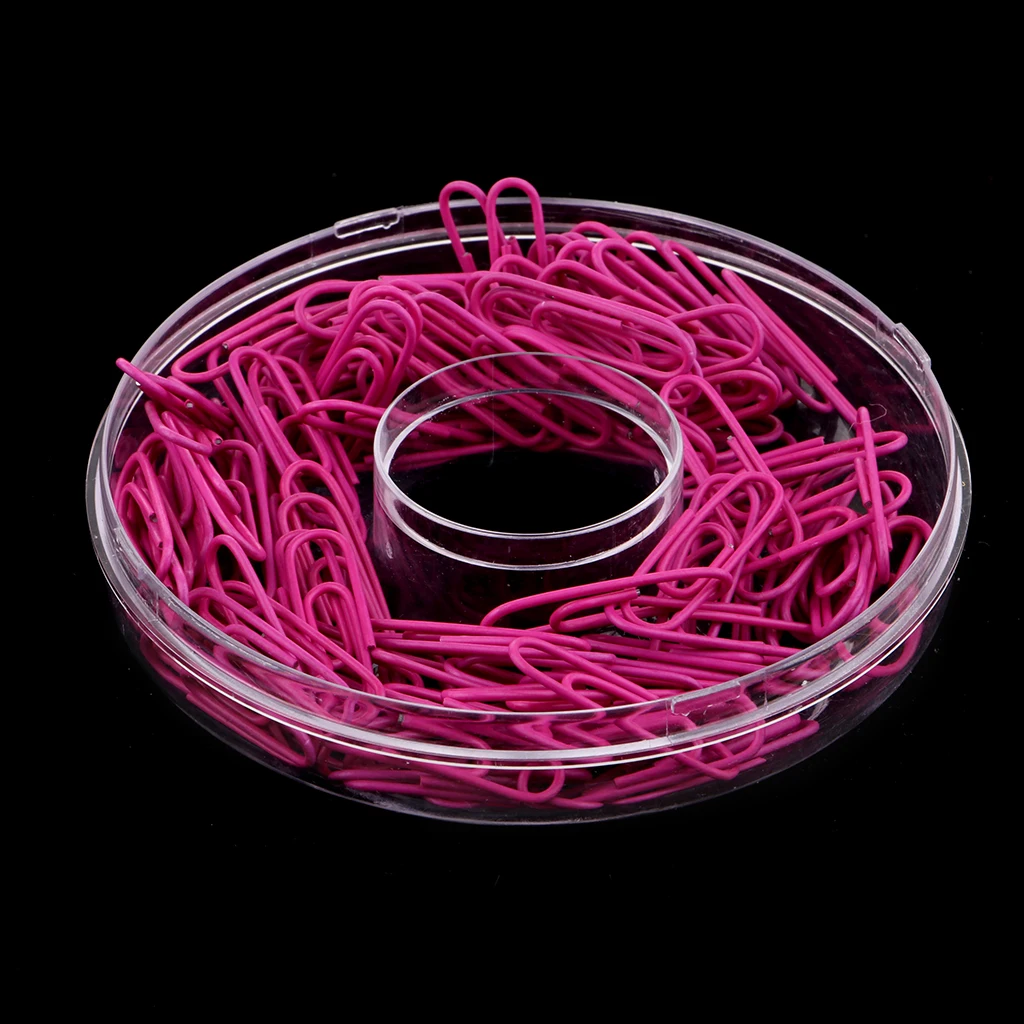 150pcs/Box Metal Paper Clips Photo Paper Clip Bookmarks Office School Stationery for Document Organizing Rose red 28x9mm