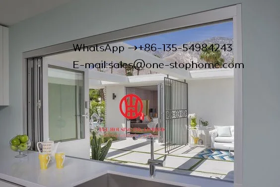 Aluminium Accordion Insulated Glass Folding Doors Exterior
