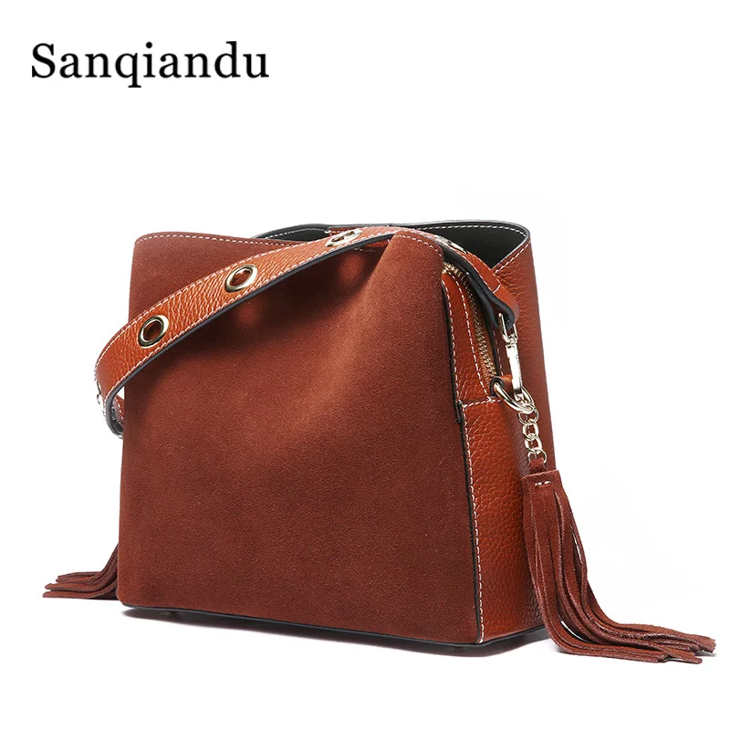

Genuine Leather Suede Handbags for Women Vintage Bag Female Small Shoulder Bag Ladies Hand Bags Crossbody Bags for Women