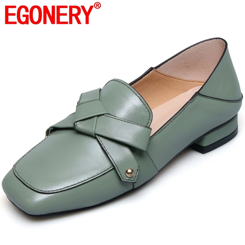 EGONERY бренда из натуральной кожи Из овечьей Женские лоферы Удобная обувь на