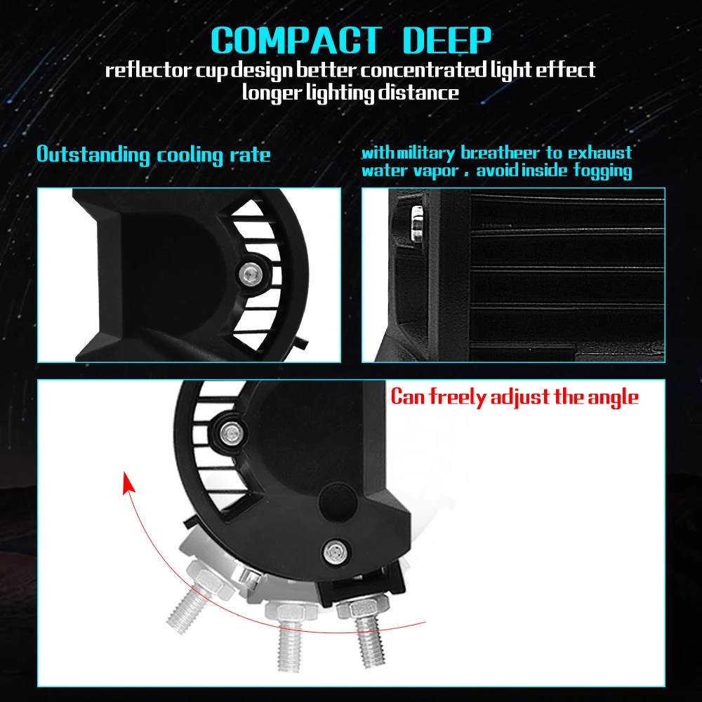 AZGIANT 7 дюймов 6000 k комбо светодиодный свет бар IP68 Водонепроницаемый и пыльник Широкий формат луч наружу радиальных радиатора свет работы