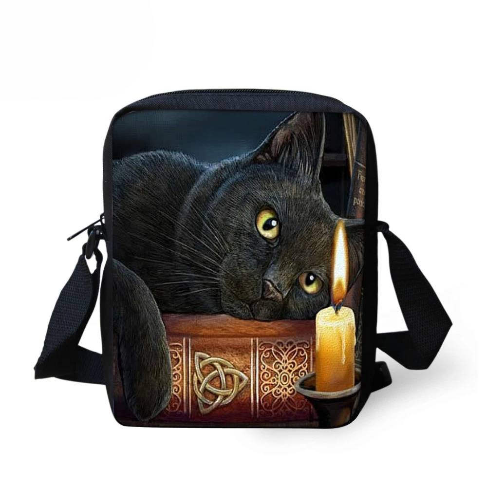 

Customized 2019 The Witching Hour Witchcraft Black Cat Print Mini Crossbody Bag for Children Kids Girls Shoulder Messenger Bags